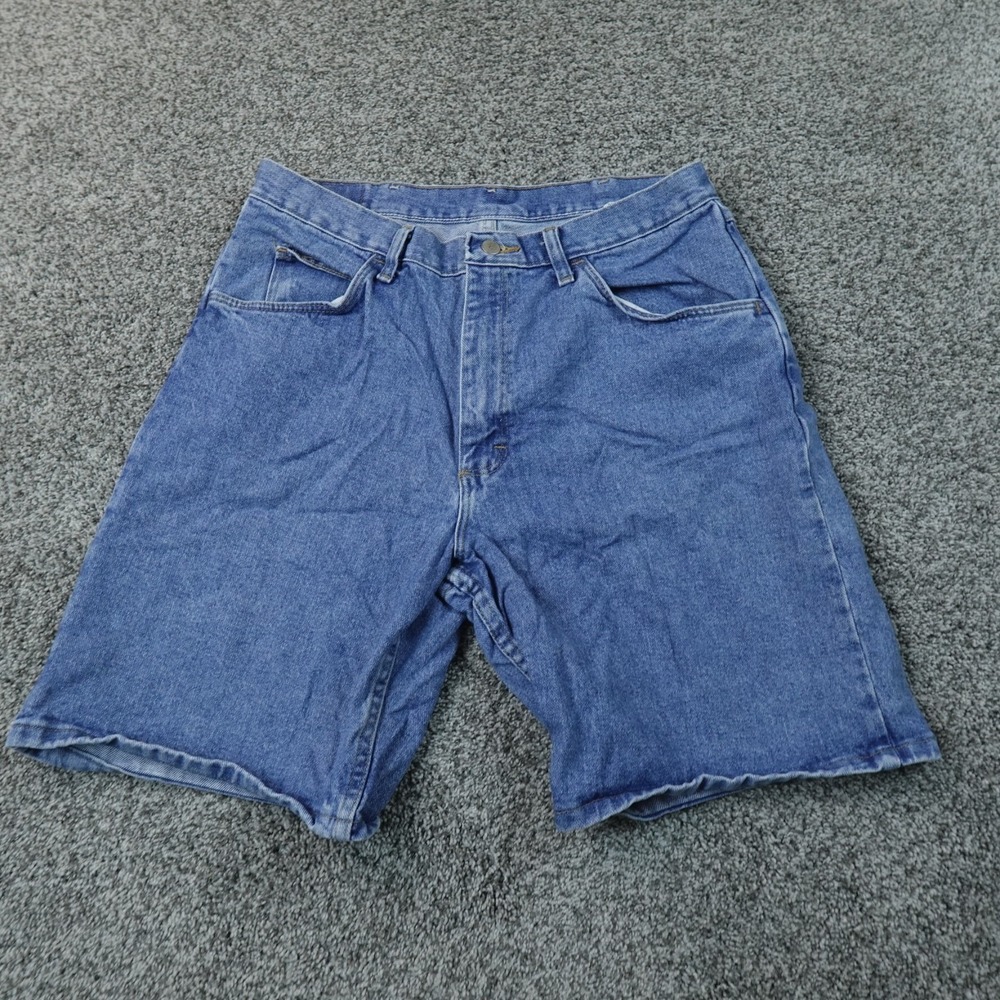 VTG Wrangler Shorts Mens 34 Dark Blue Denim Jean Jorts Bermuda 90s Dad 00s Y2K